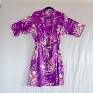 Satin like floral robe
